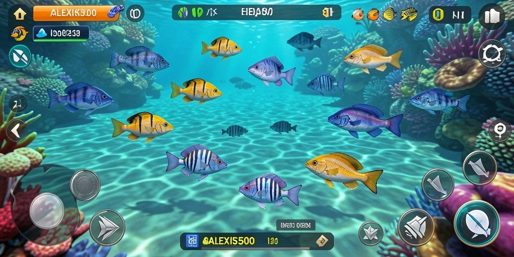 Gameplay ALEXIS500 yang seru saat menangkap ikan.