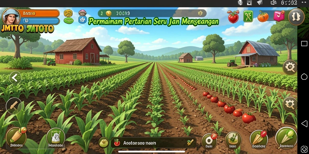 Screenshot gameplay JMTOTO dengan pemandangan kebun yang indah.