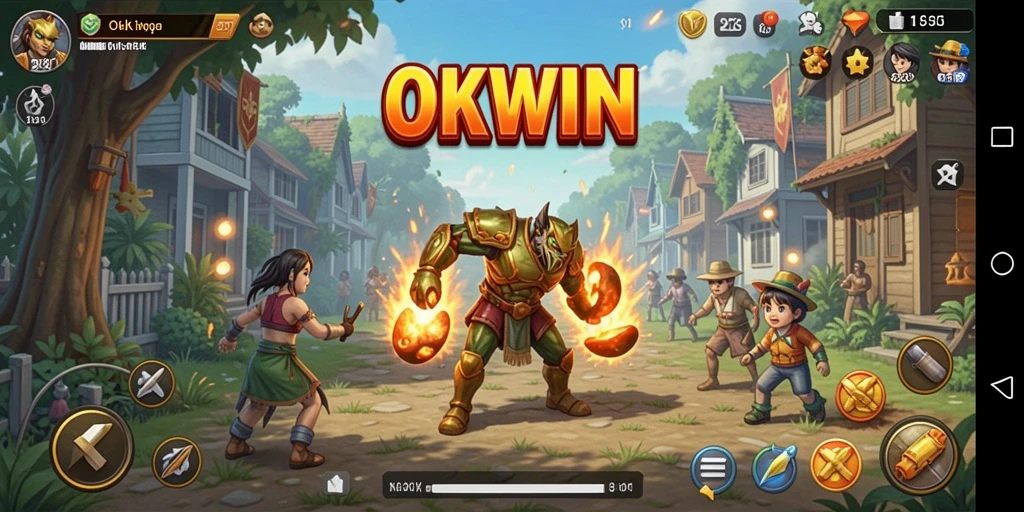 Tampilan gameplay menarik dari OKWIN yang menampilkan kehidupan sehari-hari.