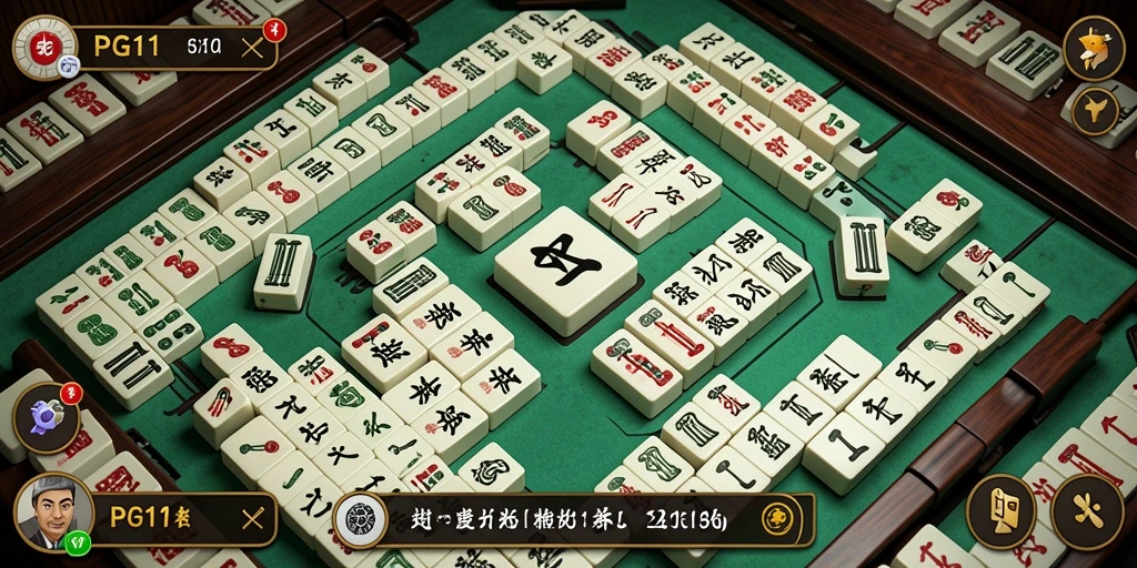Tampilan gameplay PG11 yang menarik dan penuh warna dalam permainan Mahjong.